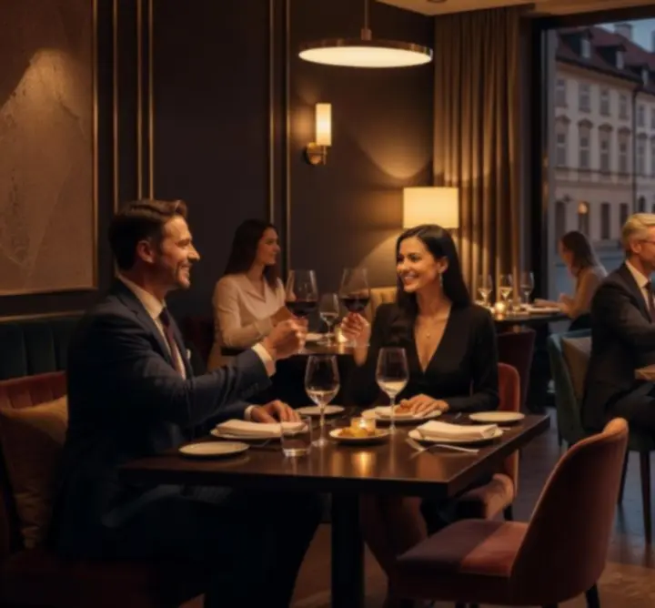 Večerní společenská akce v restauraci Prago Scene